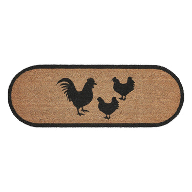 Down Home Rooster & Hens Coir Rug Oval 17x48 - The Fox Decor